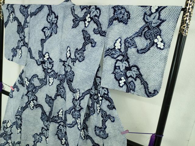 平和屋着物■極上　夏物　浴衣　有松鳴海絞り　葡萄蔦の葉　綿　逸品　DZAB1641kh5 平和屋着物□極上 夏物 浴衣 有松鳴海絞り 葡萄蔦の葉 綿 逸品