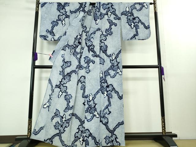 平和屋着物■極上　夏物　浴衣　有松鳴海絞り　葡萄蔦の葉　綿　逸品　DZAB1641kh5 平和屋着物□極上 夏物 浴衣 有松鳴海絞り 葡萄蔦の葉 綿 逸品