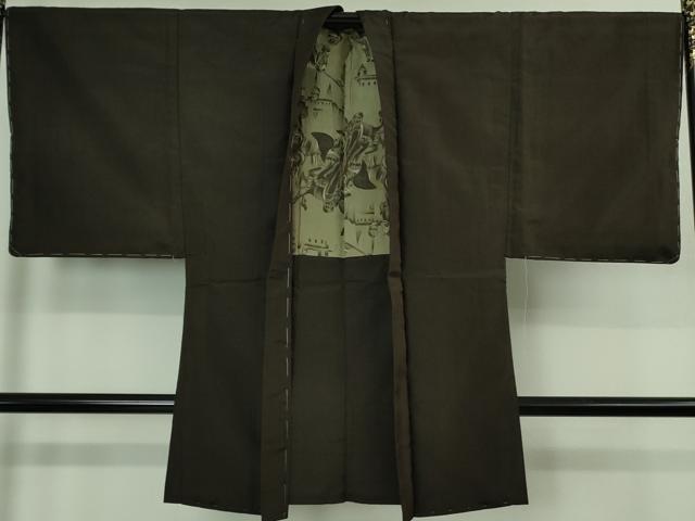 平和屋着物■極上　男性　長羽織　黒紅色地　逸品　未使用　DZAB1671kh5