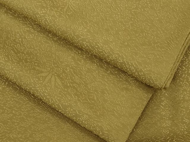 平和屋着物■極上　色無地　お召地　鳳凰笹地紋　黄朽葉色　逸品　DZAB1714kh5