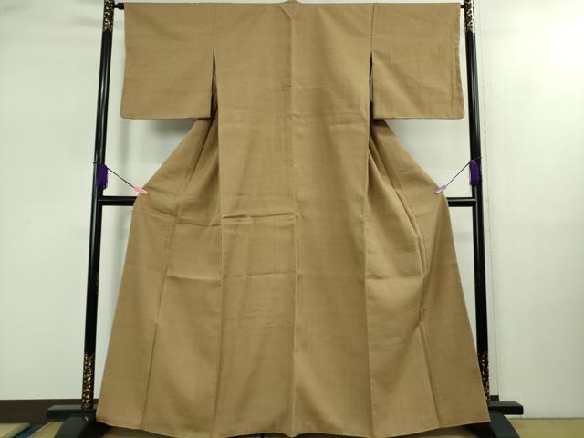 平和屋本店■極上　本場結城紬　重要無形文化財　色無地　柴染色　反端付き　逸品　未使用　DZAB1717kh5 平和屋本店□極上 本場結城紬 重要無形文化財 色無地 柴染色 反