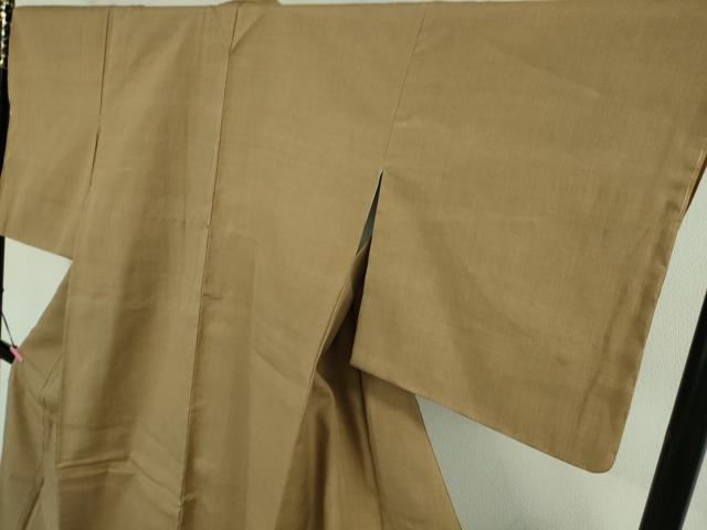 平和屋本店□極上 本場結城紬 重要無形文化財 色無地 柴染色 反