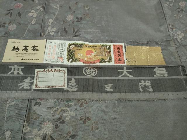 平和屋着物□極上 都喜ヱ門 本場大島紬 紬萬葉 雪輪枝垂れ花