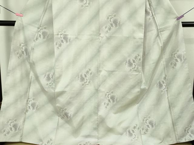 平和屋本店□極上 本場大島紬 白大島 9マルキ 草花文 逸品 未使用