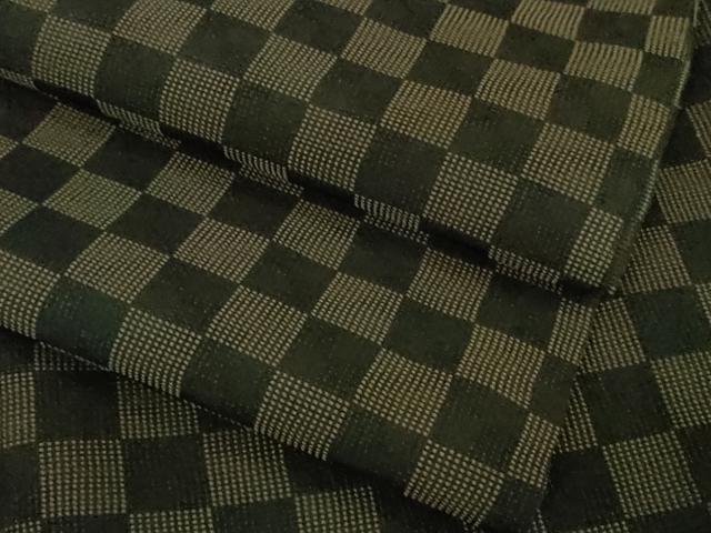 平和屋着物■極上　お召　単衣　市松文様　ロング丈　逸品　DZAB1738kh5