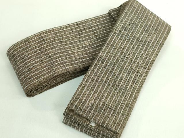 平和屋着物●極上　男性　両面　角帯　紬地　縞　間道　逸品　DZAB1766kh6
