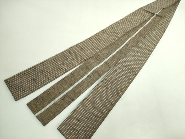 平和屋着物●極上　男性　両面　角帯　紬地　縞　間道　逸品　DZAB1766kh6_5
