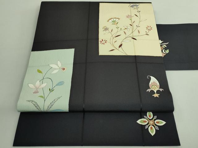 平和屋着物●極上　九寸名古屋帯　枝花文　金銀彩　逸品　DZAB1780kh6