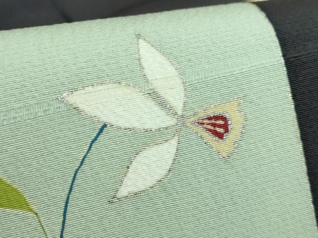 平和屋着物●極上　九寸名古屋帯　枝花文　金銀彩　逸品　DZAB1780kh6_3