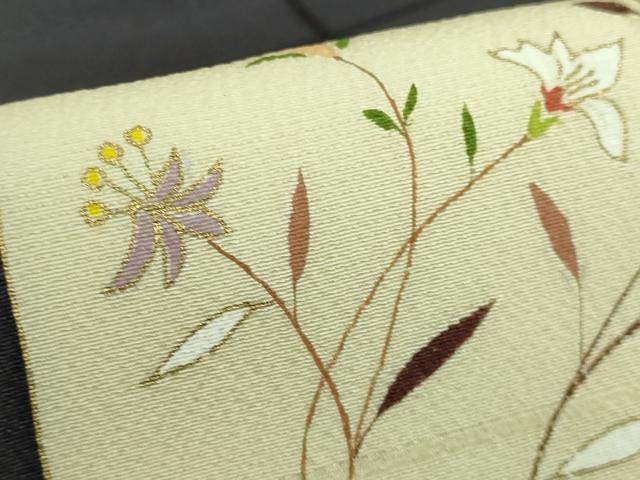 平和屋着物●極上　九寸名古屋帯　枝花文　金銀彩　逸品　DZAB1780kh6_4