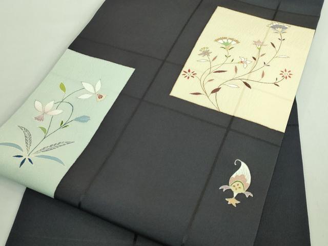 平和屋着物●極上　九寸名古屋帯　枝花文　金銀彩　逸品　DZAB1780kh6_5