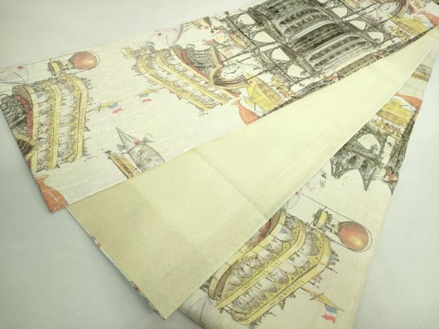 平和屋着物●極上　全通柄袋帯　アルベール・ロビダ　手描き　逸品　DZAB1833kh6_8