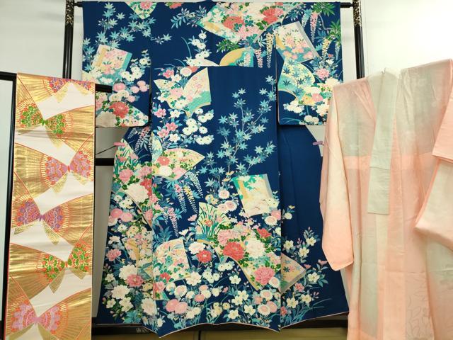 平和屋本店∵極上　女の子　十三参り　子供　祝着・襦袢(無双仕立て)・袋帯　3点セット　友禅　冊子花鳥文　逸品　DZAB1853kh6