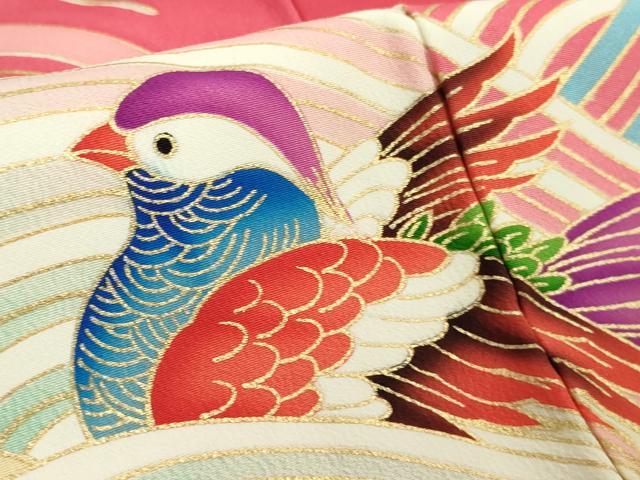 平和屋本店∵極上　女の子 十三参り　子供　祝着・襦袢(無双仕立て・半衿刺繍)・袋帯 3点セット　鴛鴦　暈し染め　金彩　逸品　DZAB1854kh6_4
