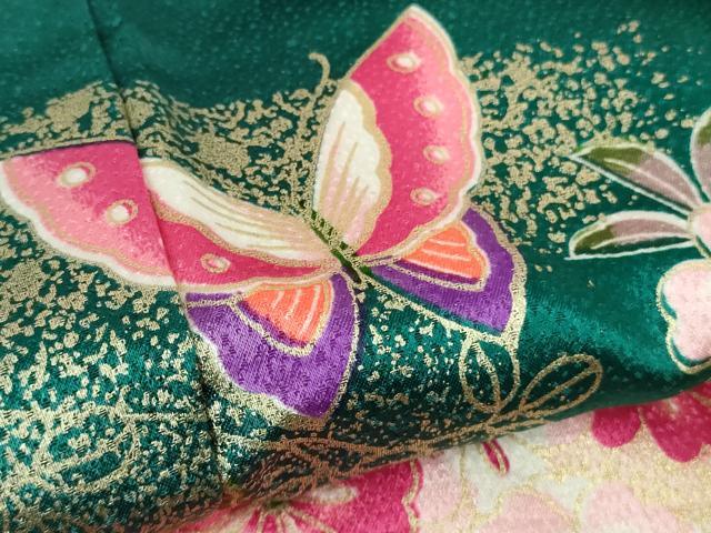 平和屋本店[]極上　七五三　女の子　7歳　祝着・襦袢(単衣・半衿刺繍)・袋帯　3点セット　舞蝶毬文　金彩　逸品　DZAB1855kh6_3