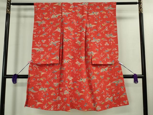 平和屋本店[]極上　七五三　女の子　3歳　祝着・襦袢(半衿刺繍)・袋帯・小物セット　飛鶴松花文　鬼しぼ縮緬　逸品　DZAB1856kh6_1