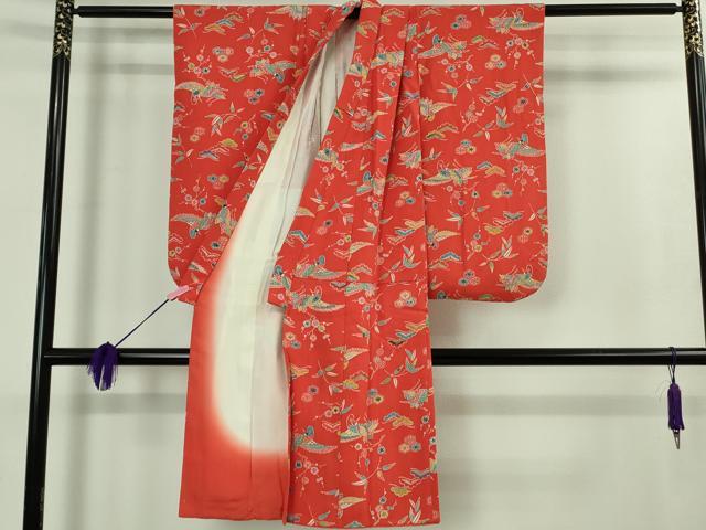 平和屋本店[]極上　七五三　女の子　3歳　祝着・襦袢(半衿刺繍)・袋帯・小物セット　飛鶴松花文　鬼しぼ縮緬　逸品　DZAB1856kh6_2