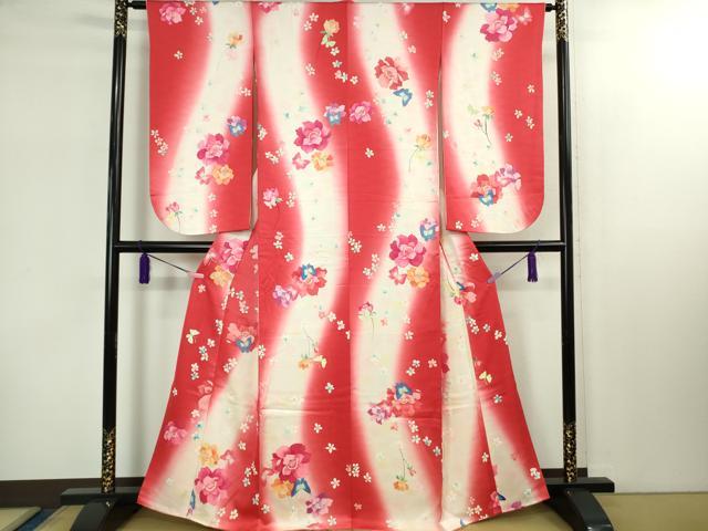 平和屋本店∵極上　女の子　十三参り　子供　祝着・襦袢(袷・半衿刺繍)セット　舞蝶花文　暈し染め　逸品　DZAB1857kh6_1