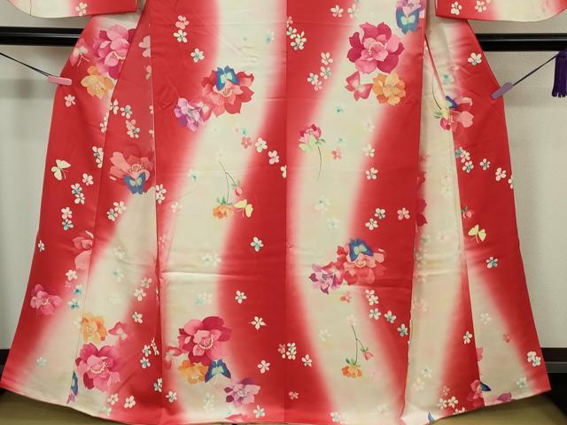 平和屋本店∵極上　女の子　十三参り　子供　祝着・襦袢(袷・半衿刺繍)セット　舞蝶花文　暈し染め　逸品　DZAB1857kh6_4