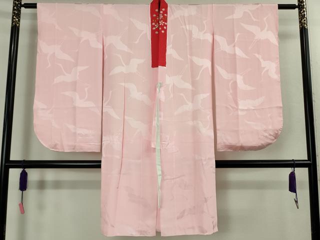 平和屋本店∵極上　女の子　十三参り　子供　祝着・襦袢(袷・半衿刺繍)セット　舞蝶花文　暈し染め　逸品　DZAB1857kh6_6