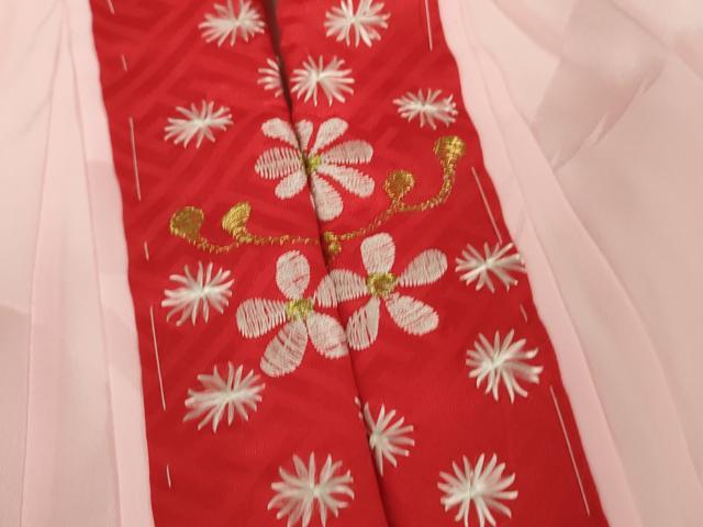 平和屋本店∵極上　女の子　十三参り　子供　祝着・襦袢(袷・半衿刺繍)セット　舞蝶花文　暈し染め　逸品　DZAB1857kh6_8