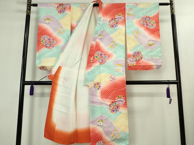 平和屋本店[]極上　七五三　女の子　7歳　祝着・襦袢(袷・半衿刺繍)セット　毬　暈し染め　逸品　DZAB1858kh6_2