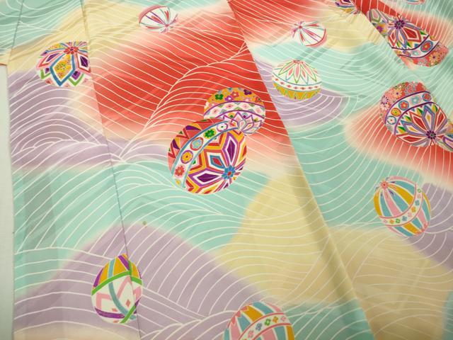 平和屋本店[]極上　七五三　女の子　7歳　祝着・襦袢(袷・半衿刺繍)セット　毬　暈し染め　逸品　DZAB1858kh6_3