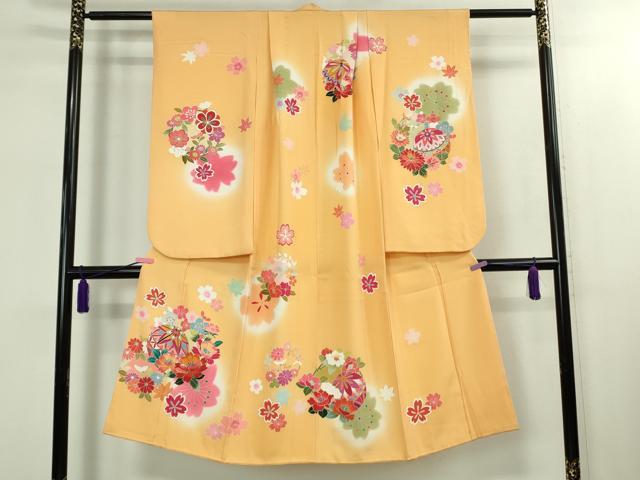 平和屋本店[]極上　七五三　女の子　7歳　祝着・襦袢(無双仕立て・半衿刺繍)セット　駒刺繍　花毬文　金彩　逸品　DZAB1864kh6_1