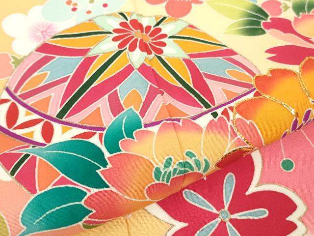 平和屋本店[]極上　七五三　女の子　7歳　祝着・襦袢(無双仕立て・半衿刺繍)セット　駒刺繍　花毬文　金彩　逸品　DZAB1864kh6_4