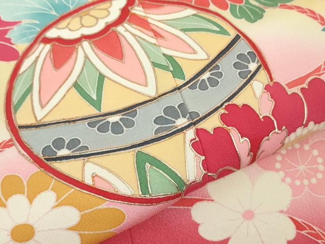 平和屋本店[]極上　七五三　女の子　7歳　祝着・襦袢(単衣・半衿刺繍)セット　花毬文　暈し染め　金彩　逸品　DZAB1865kh6_4