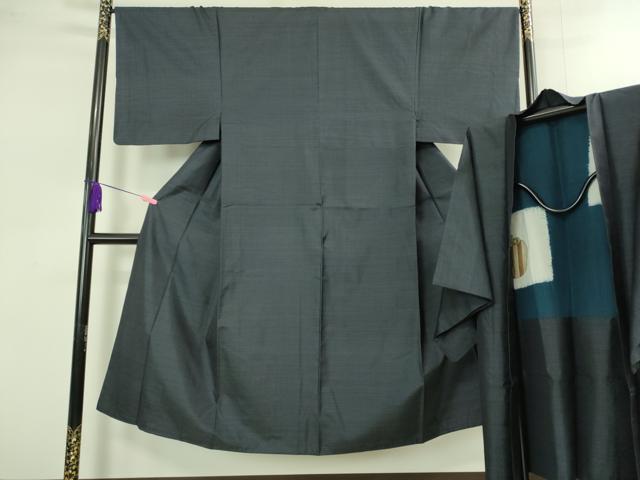平和屋着物■極上　男性　本場大島紬　アンサンブル　長羽織　亀甲柄　濃藍色　逸品　DZAB1880kh6