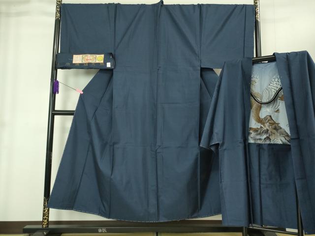 平和屋着物■極上　男性　本場大島紬　アンサンブル　キングサイズ　長羽織　羽裏・鷹　やまと誂製　証紙付き　逸品　未使用　DZAB1891kh6