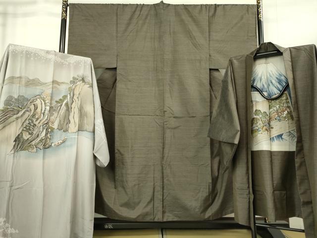 平和屋着物■極上　男性　本場大島紬　アンサンブル　長襦袢(袷)・長羽織セット　逸品　DZAB1894kh6