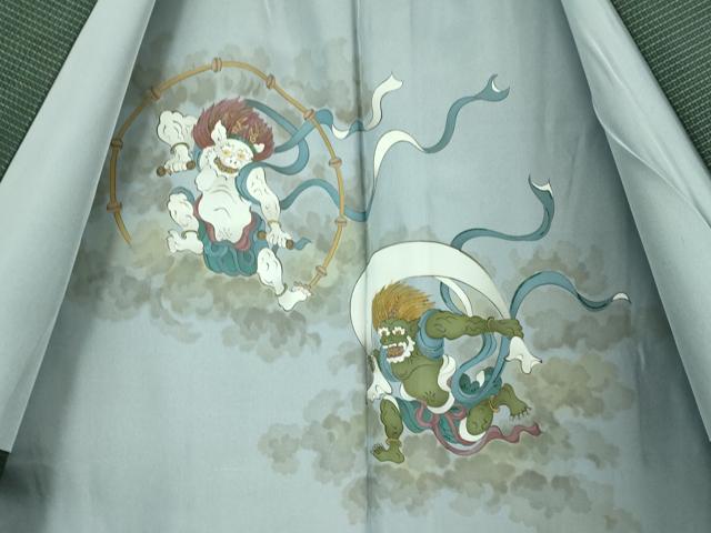 平和屋着物□極上 男性 本場大島紬 アンサンブル 長羽織 羽裏・風神