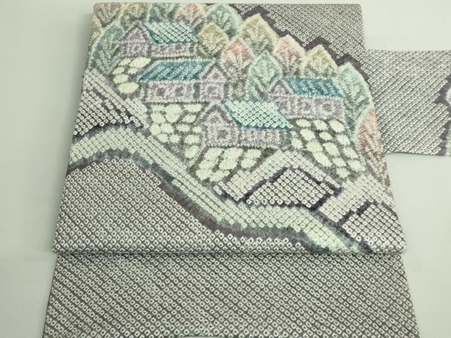 平和屋着物●極上　名門　藤娘きぬたや・総絞り　九寸名古屋帯　風景文　逸品　DZAB2014kh6