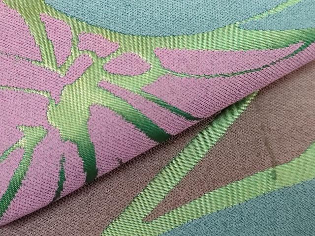 平和屋着物●極上　世界的人形師　辻村寿三郎　ジュサブロー　六通柄袋帯　草花文　逸品　DZAB2044kh6_2