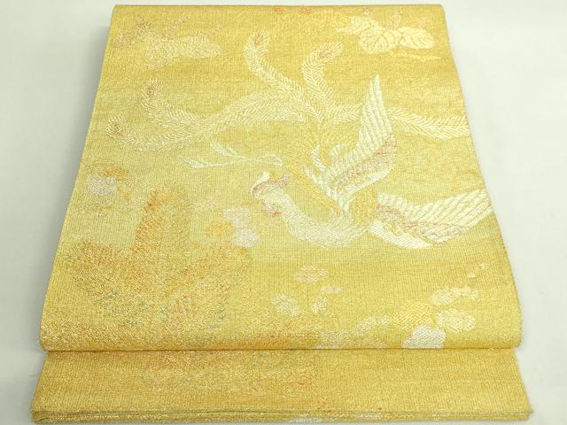 平和屋着物●極上　桝屋高尾　ねん金綴錦　六通柄袋帯　松梅鳳凰文　金銀糸　逸品　DZAB2050kh6 平和屋本店○極上 桝屋高尾 ねん金綴錦 六通柄袋帯 花唐草 金銀糸 逸品