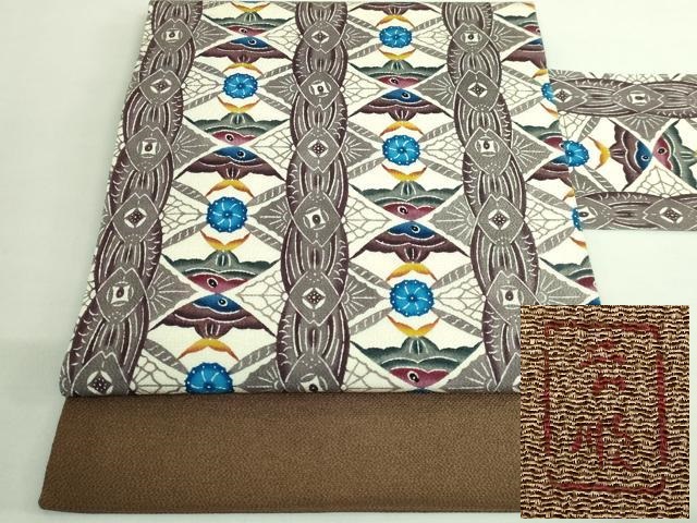 平和屋本店●最高級　城間栄順　本場琉球紅型　九寸名古屋帯　魚　鬼しぼ縮緬　逸品　DZAB2052kh6