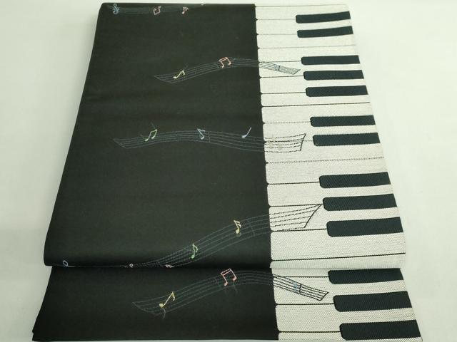 平和屋着物●極上　あやめ藤本謹製　六通柄袋帯　ピアノ　黒地　逸品　DZAB2055kh6 平和屋着物○極上 あやめ藤本謹製 六通柄袋帯 ピアノ 黒地 逸品