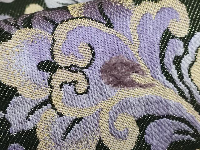 平和屋着物●極上　六通柄袋帯　貮重経織　葡萄唐草文　黒地　金糸　逸品　DZAB2095kh6 平和屋着物○極上 六通柄袋帯 貮重経織 葡萄唐草文 黒地 金糸 逸品