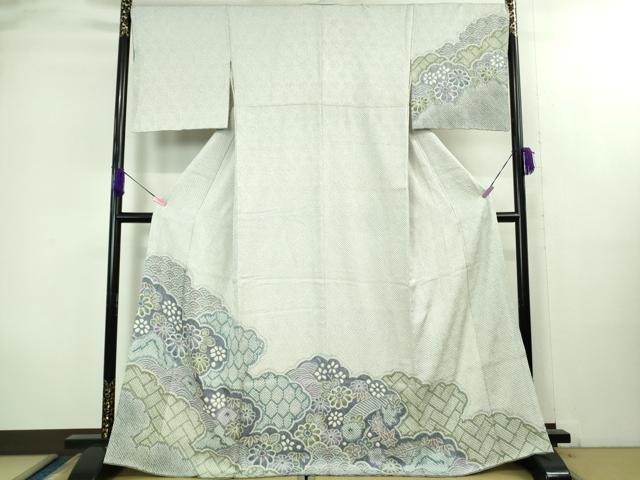 平和屋本店●極上　名門　藤娘きぬたや・総絞り　訪問着　雲取り花文　高島屋扱い　逸品　DZAB2109kh6