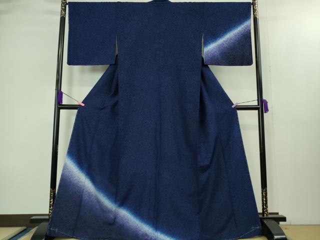 平和屋本店●極上　訪問着　お召地　輪奈ビロード　宝尽くし　鉄紺色地　暈し染め　反端付き　逸品　未使用　DZAB2110kh6
