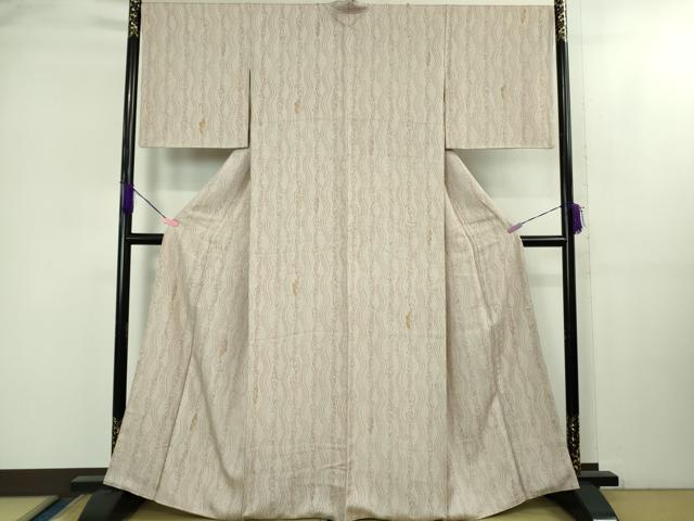 平和屋着物●極上　手染屋　吉兵衛　小紋　舞葉間道　枯色地　反端付き　逸品　DZAB2141kh6_1