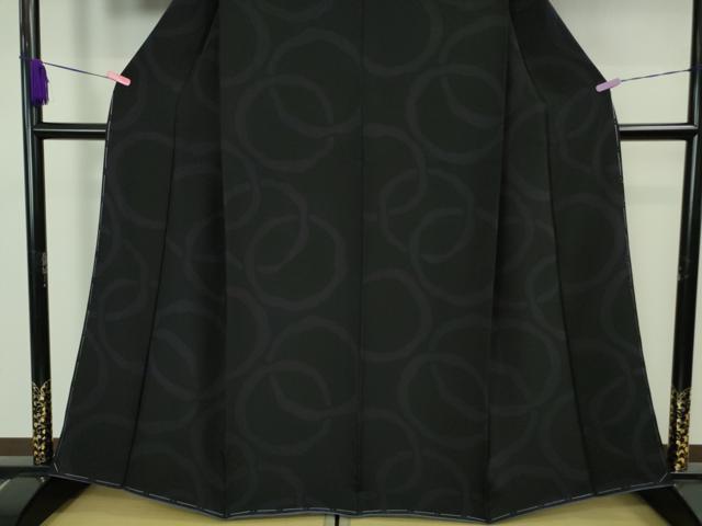平和屋着物●極上　小紋　輪繋ぎ　黒地　逸品　未使用　DZAB2152kh6_4