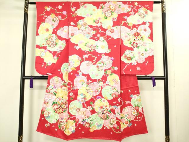 平和屋本店[]極上　七五三　女の子　7歳　祝着・襦袢セット　駒刺繍　雪輪花毬文　金彩　逸品　新品　DZAB2184kh6_1
