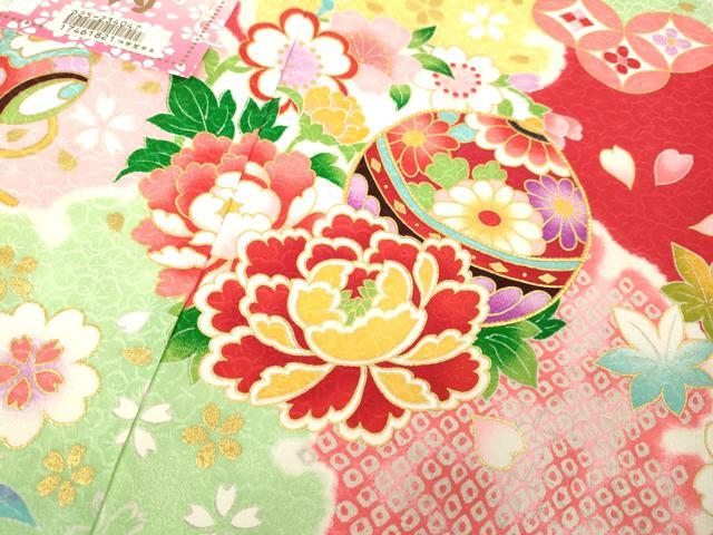 平和屋本店[]極上　七五三　女の子　7歳　祝着・襦袢セット　駒刺繍　雪輪花毬文　金彩　逸品　新品　DZAB2184kh6_4