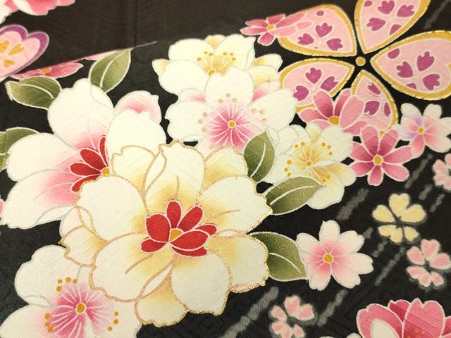 平和屋本店[]極上　七五三　女の子　7歳　祝着・襦袢セット　花毬文　黒地　暈し染め　金彩　逸品　新品　DZAB2186kh6_5