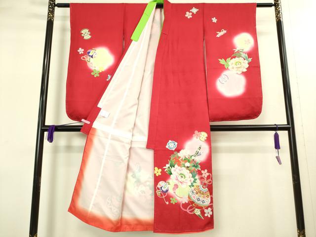 平和屋本店[]極上　七五三　女の子　7歳　祝着・襦袢セット　宝尽くし　花鈴　暈し染め　金彩　逸品　新品　DZAB2187kh6_1
