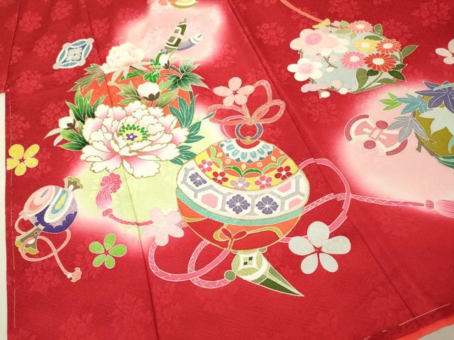 平和屋本店[]極上　七五三　女の子　7歳　祝着・襦袢セット　宝尽くし　花鈴　暈し染め　金彩　逸品　新品　DZAB2187kh6_2