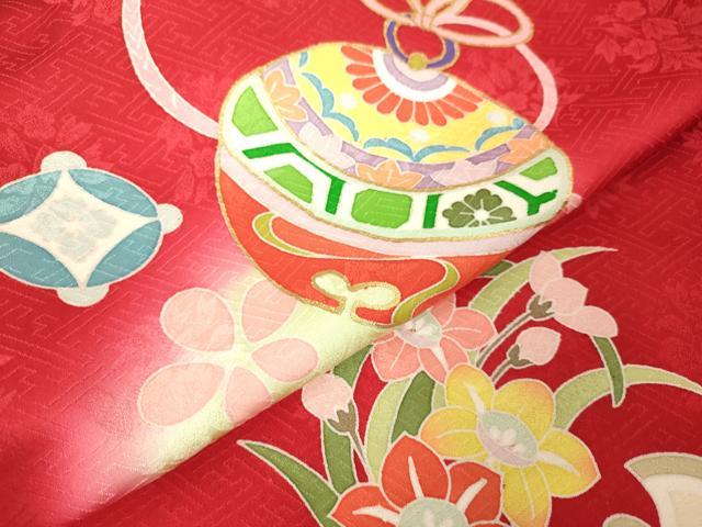 平和屋本店[]極上　七五三　女の子　7歳　祝着・襦袢セット　宝尽くし　花鈴　暈し染め　金彩　逸品　新品　DZAB2187kh6_3